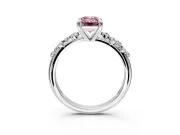 Solitaire Engagement Ring Setting for Fancy Pink Emerald Cut Center with Trailing Leaf Accent Band and Prong Head in White Gold