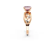 Solitaire Engagement Ring Setting for Fancy Pink Asscher Cut Center with Criss-Cross Accent Band and Prong Head in Rose Gold