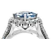 Large Accent Halo Engagement Ring Setting for Fancy Blue Princess Cut Center with Pave Split Shank and Prong Head in Platinum