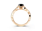 Solitaire Engagement Ring Setting for Fancy Black Oval Center with Twisted Pave Split Shank and Prong Head in Rose Gold
