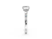 Bar-Set Engagement Ring Setting for Asscher Cut Center with Tapered Baguette Accents and Prong Head in Platinum