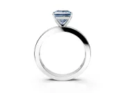 Solitaire Engagement Ring Setting for Fancy Blue Princess Cut Center with Channel Baguette Band and Prong Head in White Gold