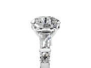 Bar-Set Engagement Ring Setting for Round Cut Center with Tapered Baguette Accents and Prong Head in Platinum