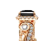 Bypass Halo Engagement Ring Setting for Fancy Black Princess Cut Center with Bezel Accents, Milgrain and Prong Head in Rose Gold