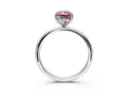 Hidden Halo Engagement Ring Setting for Fancy Pink Radiant Cut Center with Thin Round-Wire Band and Prong Head in Sterling Silver