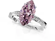 Side Accent Engagement Ring Setting for Fancy Pink Marquise Center with Accent Shoulders and Prong Head in White Gold