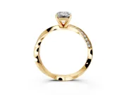 Side Accent Engagement Ring Setting for Emerald Cut Center with Accent Shoulders and Prong Head in Yellow Gold