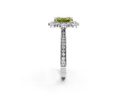 Milgrain Halo Engagement Ring Setting for Fancy Yellow Emerald Cut Center with Bezel Point Accents and Prong Head in White Gold