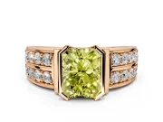 Bezel Engagement Ring Setting for Fancy Yellow Radiant Cut Center with Wide Channel-Set Band and Bezel Head in Rose Gold