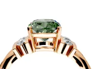 Solitaire Engagement Ring Setting for Fancy Green Cushion Cut Center with Grooved Bar Accent Band and Prong Head in Rose Gold