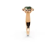 Halo Engagement Ring Setting for Fancy Green Round Cut Center with Square Band and Prong Head in Rose Gold