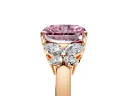 Solitaire Engagement Ring Setting for Fancy Pink Radiant Cut Center with Marquise Flower Shoulders and Prong Head in Rose Gold