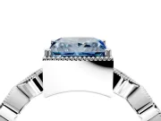 Vintage Station Engagement Ring Setting for Fancy Blue Princess Cut Center with Accents and Prong Head in Sterling Silver