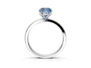 Solitaire Engagement Ring Setting for Fancy Blue Cushion Cut Center with Thin Rounded Plain Band and Prong Head in White Gold