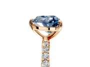 Solitaire Engagement Ring Setting for Fancy Blue Heart-Shaped Center with Pave Accents and Prong Head in Rose Gold