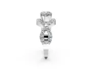 Halo Engagement Ring Setting for Cushion Cut Center with Pave Infinity Twist Band and Prong Head in Platinum