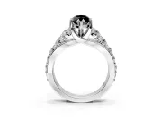 Solitaire Engagement Ring Setting for Fancy Black Marquise Center with Graduated Shared Prongs and Prong Head in Platinum