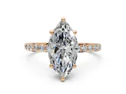 Solitaire Engagement Ring Setting for Marquise Center with Pave Accents and Prong Head in Rose Gold