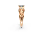 Solitaire Engagement Ring Setting for Cushion Cut Center with Filigree Accent Basket and Prong Head in Rose Gold