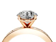 Solitaire Engagement Ring Setting for Round Cut Center with Channel Baguette Band and Prong Head in Rose Gold