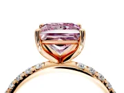 Solitaire Engagement Ring Setting for Fancy Pink Princess Cut Center with Micro Pave Band and Prong Head in Rose Gold