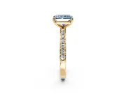 Solitaire Engagement Ring Setting for Fancy Blue Radiant Cut Center with Round Cut Pave Band and Prong Head in Yellow Gold