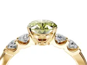 5 Stone Engagement Ring Setting for Fancy Yellow Oval Center with Plain Band and Prong Head in Yellow Gold
