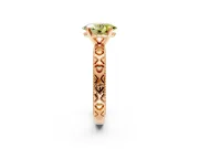 Solitaire Engagement Ring Setting for Fancy Yellow Oval Center with XO Engraved Band and Prong Head in Rose Gold