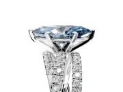 Solitaire Engagement Ring Setting for Fancy Blue Marquise Center with Woven 3-Strand Pave Band and Prong Head in White Gold