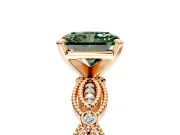 Solitaire Engagement Ring Setting for Fancy Green Radiant Cut Center with Marquise Panel Band and Prong Head in Rose Gold