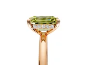 Hidden Halo Engagement Ring Setting for Fancy Yellow Emerald Cut Center with Thin Rounded Band and Prong Head in Rose Gold