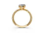Rope Engagement Ring Setting for Heart-Shaped Center with Accent Shoulders and Prong Head in Yellow Gold