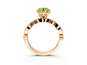 Solitaire Engagement Ring Setting for Fancy Yellow Round Cut Center with Milgrain Bezel Accents and Prong Head in Rose Gold