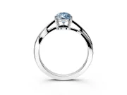 Solitaire Engagement Ring Setting for Fancy Blue Pear-Shaped Center with Plain Bypass Twist Band and Prong Head in White Gold