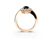 Halo Engagement Ring Setting for Fancy Black Marquise Center with Milgrain Channel Band and Prong Head in Rose Gold
