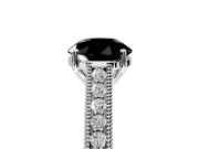 Solitaire Engagement Ring Setting for Fancy Black Round Cut Center with Engraved Pave Band and Prong Head in Sterling Silver