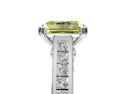 Solitaire Engagement Ring Setting for Fancy Yellow Radiant Cut Center with Channel Band and Double Claw Prong Head in Platinum