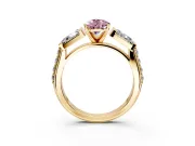 Channel-Set Engagement Ring Setting for Fancy Pink Pear-Shaped Center with Baguette Band and Prong Head in Yellow Gold