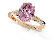 Side Accent Engagement Ring Setting for Fancy Pink Oval Center with Accent Shoulders and Prong Head in Rose Gold