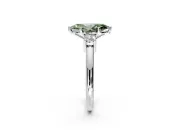 3 Stone Engagement Ring Setting for Fancy Green Marquise Center with Wide Plain Band and Prong Head in Sterling Silver