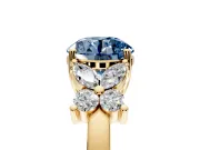 Floral Engagement Ring Setting for Fancy Blue Round Cut Center with Marquise Cluster Shoulders and Prong Head in Yellow Gold