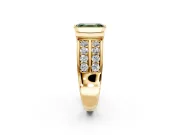 Bezel Engagement Ring Setting for Fancy Green Emerald Cut Center with Wide Channel-Set Band and Bezel Head in Yellow Gold