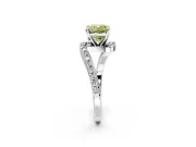 Solitaire Engagement Ring Setting for Fancy Yellow Cushion Cut Center with Pave Bypass Swirl Band and Prong Head in Sterling Silver