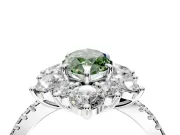 Floral Halo Engagement Ring Setting for Fancy Green Marquise Center with Pave Accents and Prong Head in Platinum