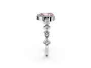 Milgrain Bezel Engagement Ring Setting for Fancy Pink Pear-Shaped Center with Marquise Stations and Bezel Head in Platinum