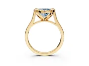 Single Halo Engagement Ring Setting for Fancy Blue Heart-Shaped Center with Corner Claws, Plain Band and Prong Head in Yellow Gold