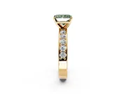 Solitaire Engagement Ring Setting for Fancy Green Radiant Cut Center with Channel-Set Accents and Prong Head in Yellow Gold