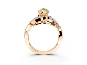 Halo Engagement Ring Setting for Fancy Yellow Marquise Center with Marquise and Pave Bypass Band and Prong Head in Rose Gold