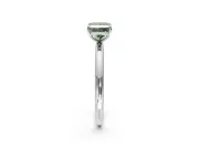 Low-Set Solitaire Engagement Ring Setting for Fancy Green Princess Cut Center with Thin Plain Band and Prong Head in Sterling Silver