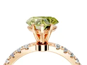 Open Basket Engagement Ring Setting for Fancy Yellow Heart-Shaped Center with Pave Band and Prong Head in Rose Gold